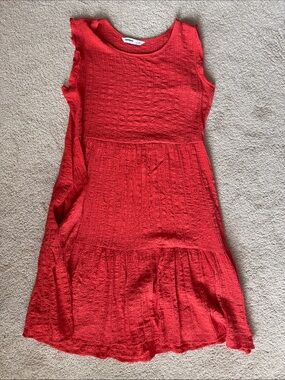 Sonoma Bright orange Textured Sleeveless Midi Dress